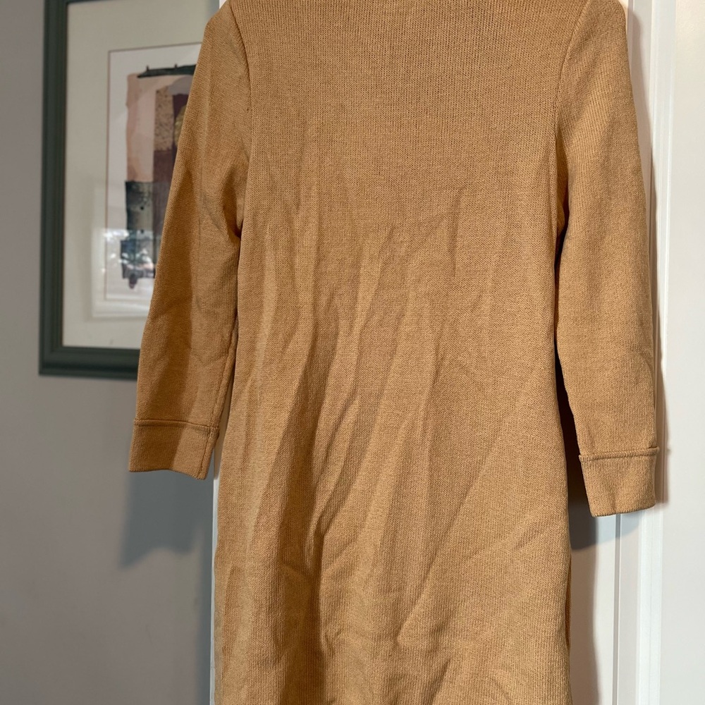 St. John Tan Raglan Sleeve Sweater Dress